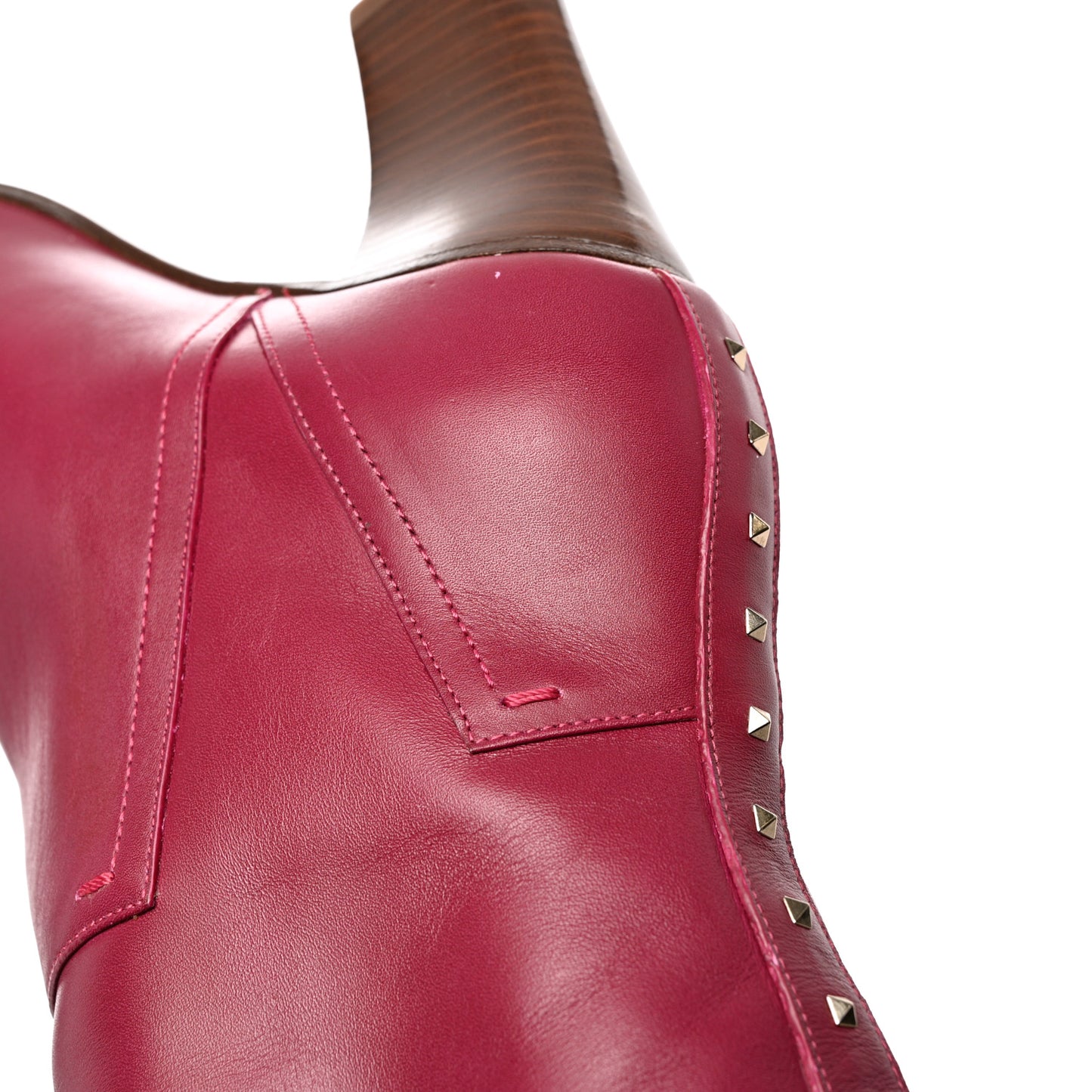 Calfskin Rockstud Tall Boots 37 Red