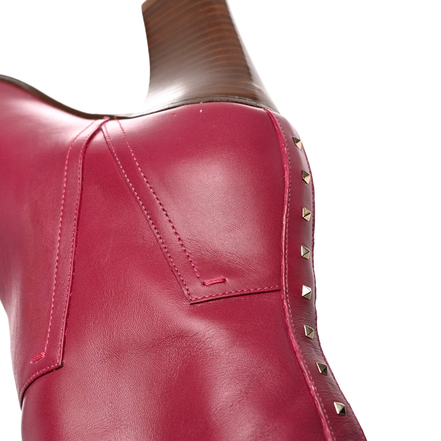 Valentino Garavani Calfskin Rockstud Tall Boots 37 Red 11 of 15