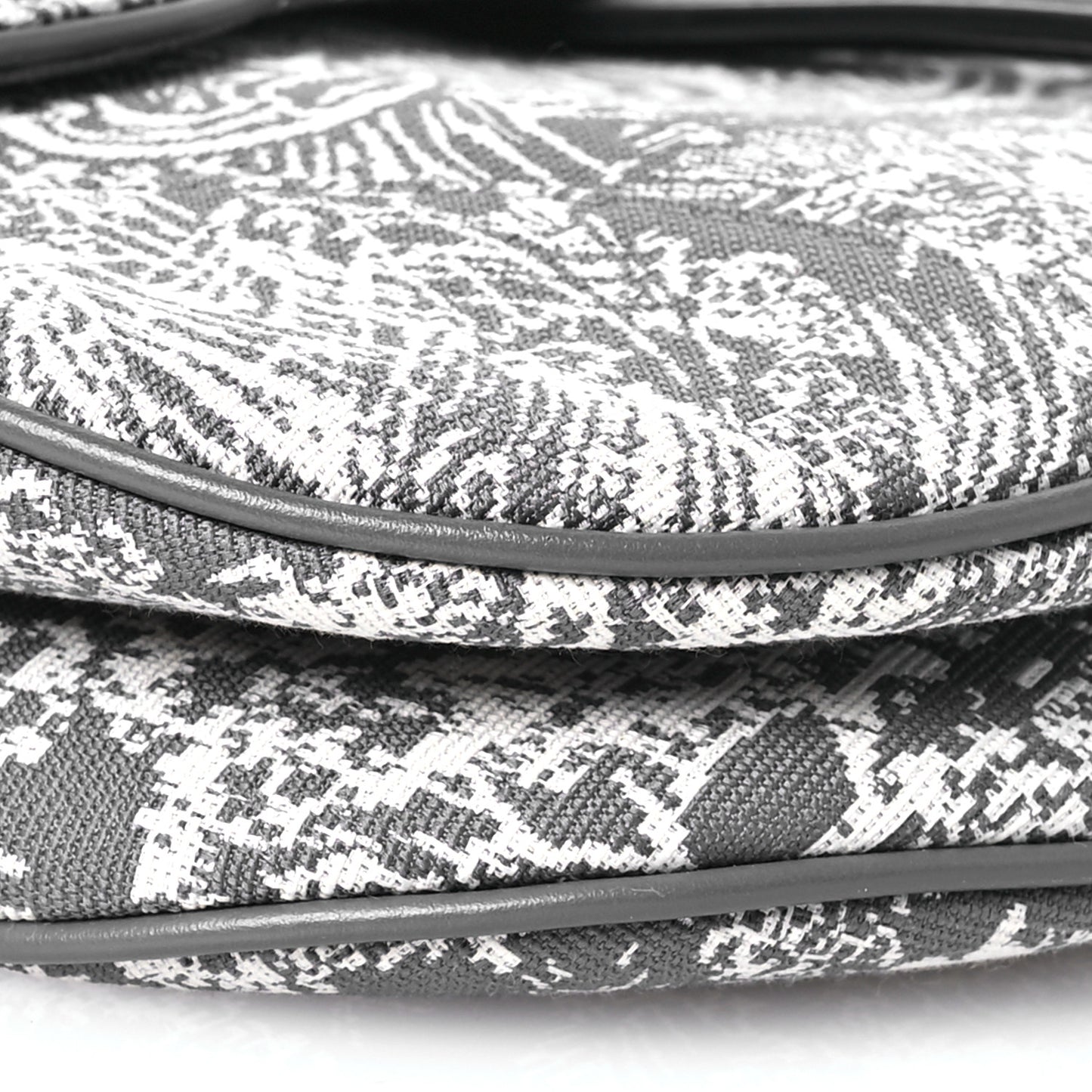 Canvas Reverse Embroidered Toile De Jouy Saddle Bag Grey