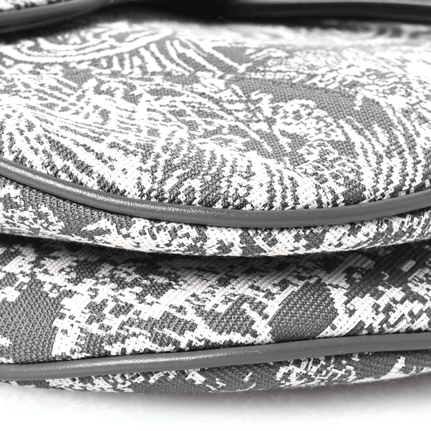 Christian Dior Canvas Reverse Embroidered Toile De Jouy Saddle Bag Grey 10 of 10