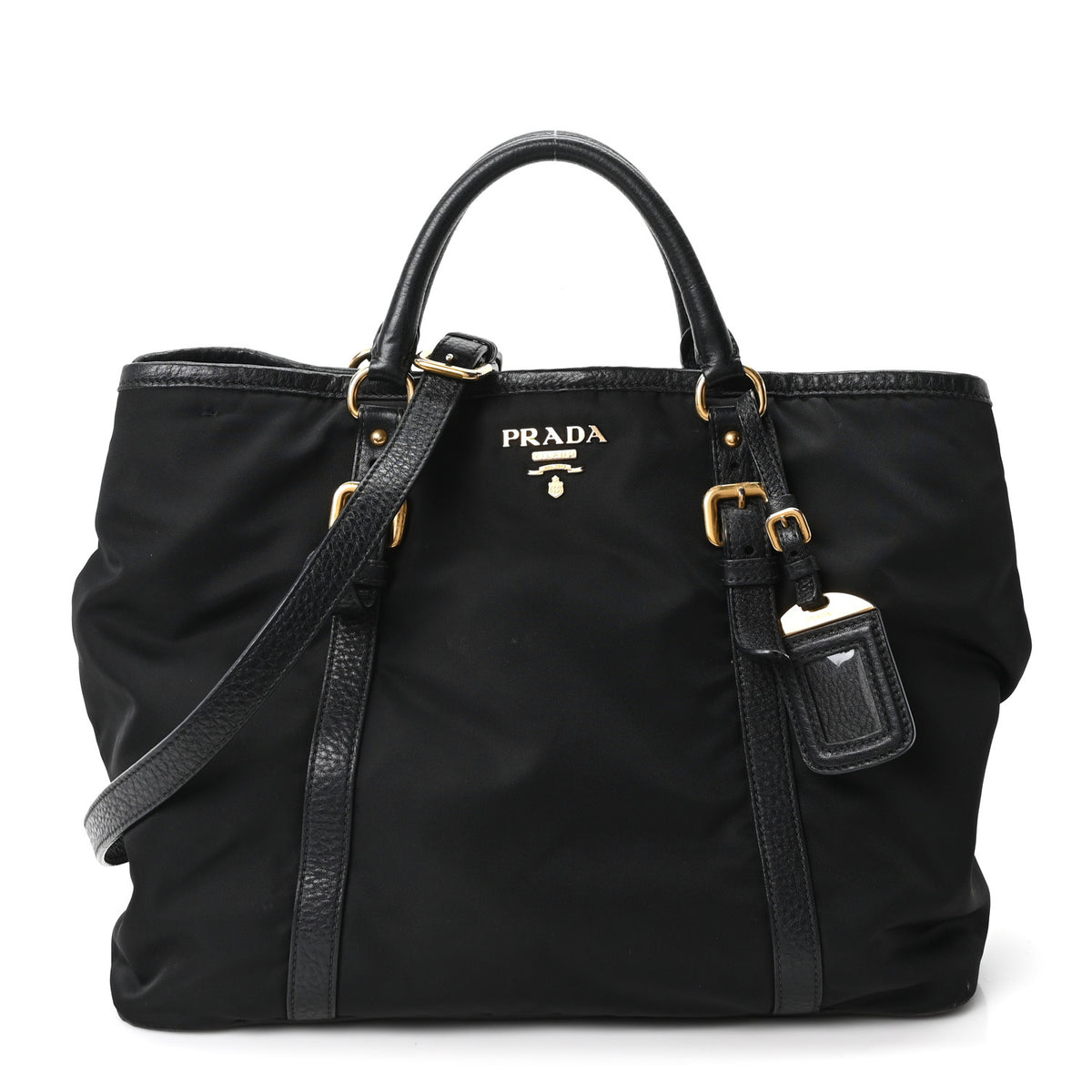 Prada Tessuto Nylon Vitello Daino Tote Black 1 of 11