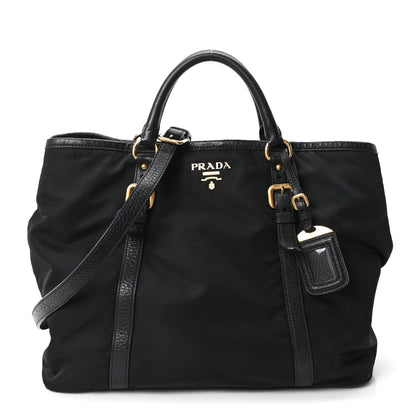 Prada Tessuto Nylon Vitello Daino Tote Black 1 of 11