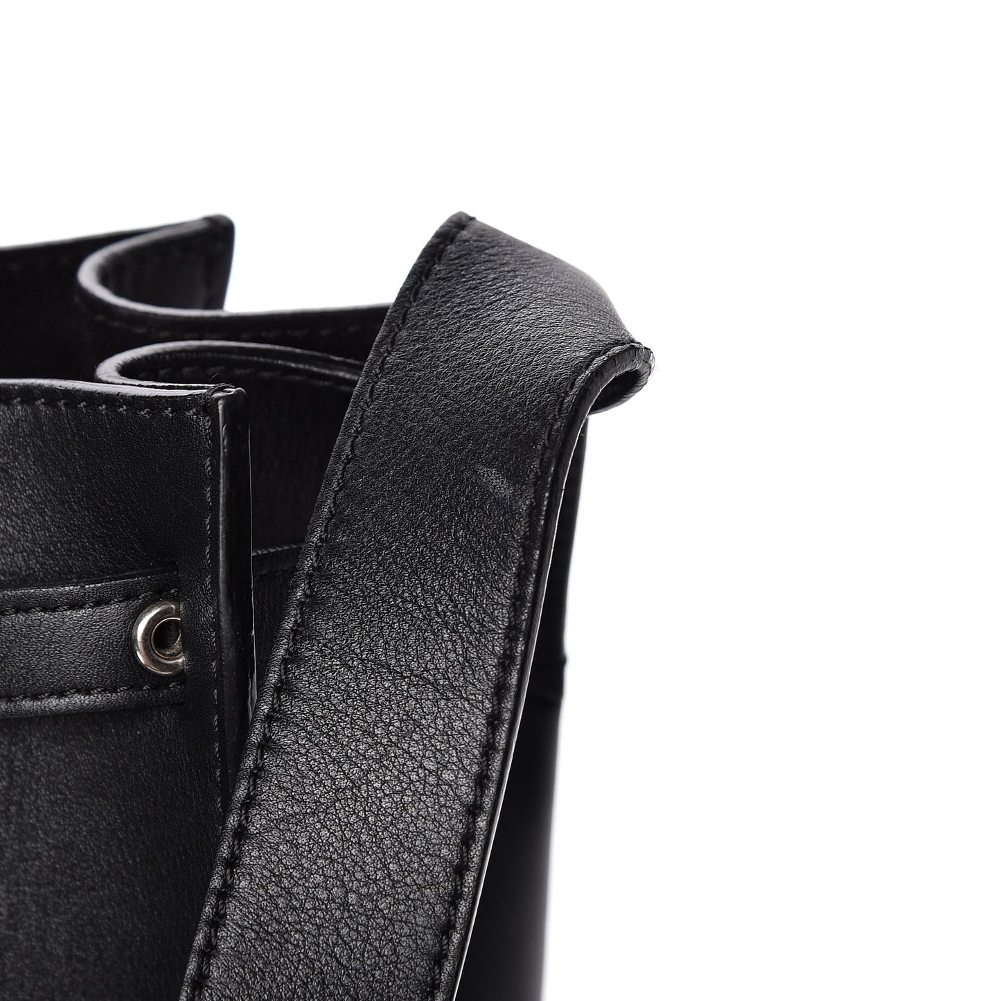 Smooth Calfskin Long Strap Big Bucket Bag Black