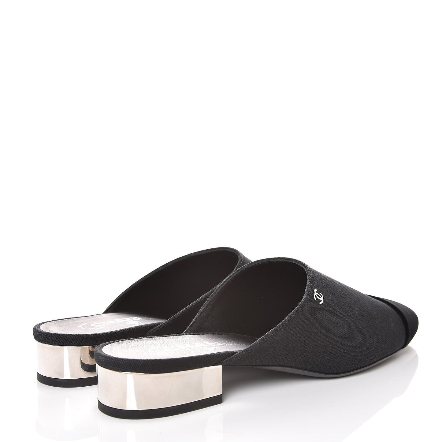Fabric Velvet Cap Toe Mules 41 Black