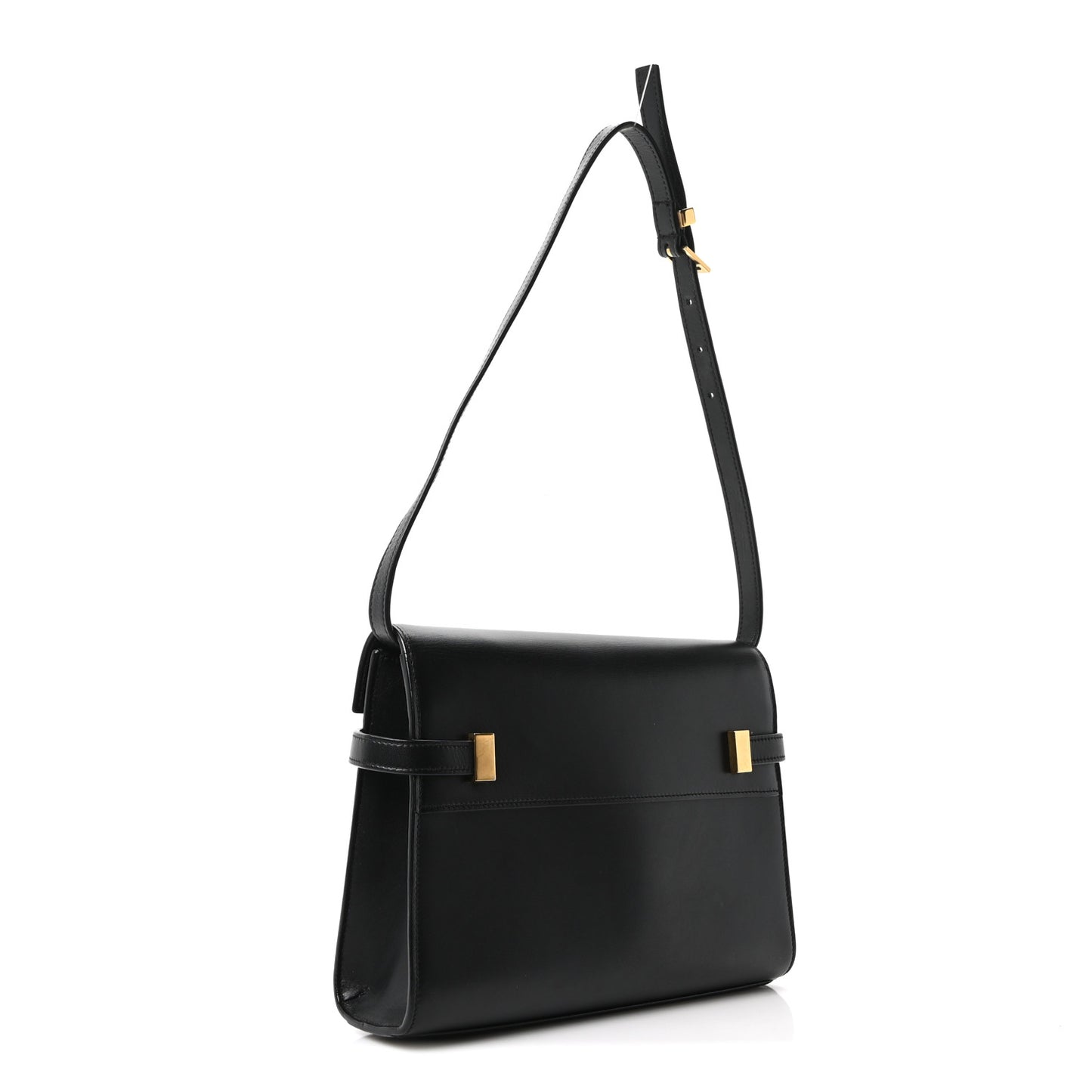 Smooth Calfskin Small Manhattan Shoulder Bag Black