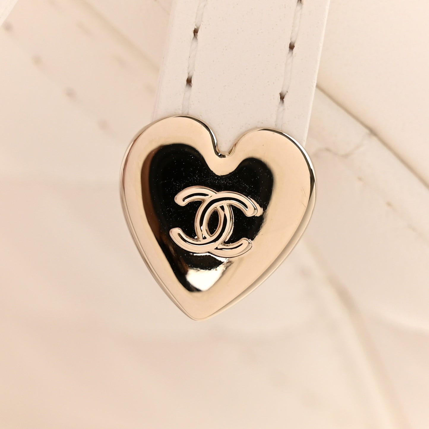 Lambskin Quilted CC In Love Heart Bag White