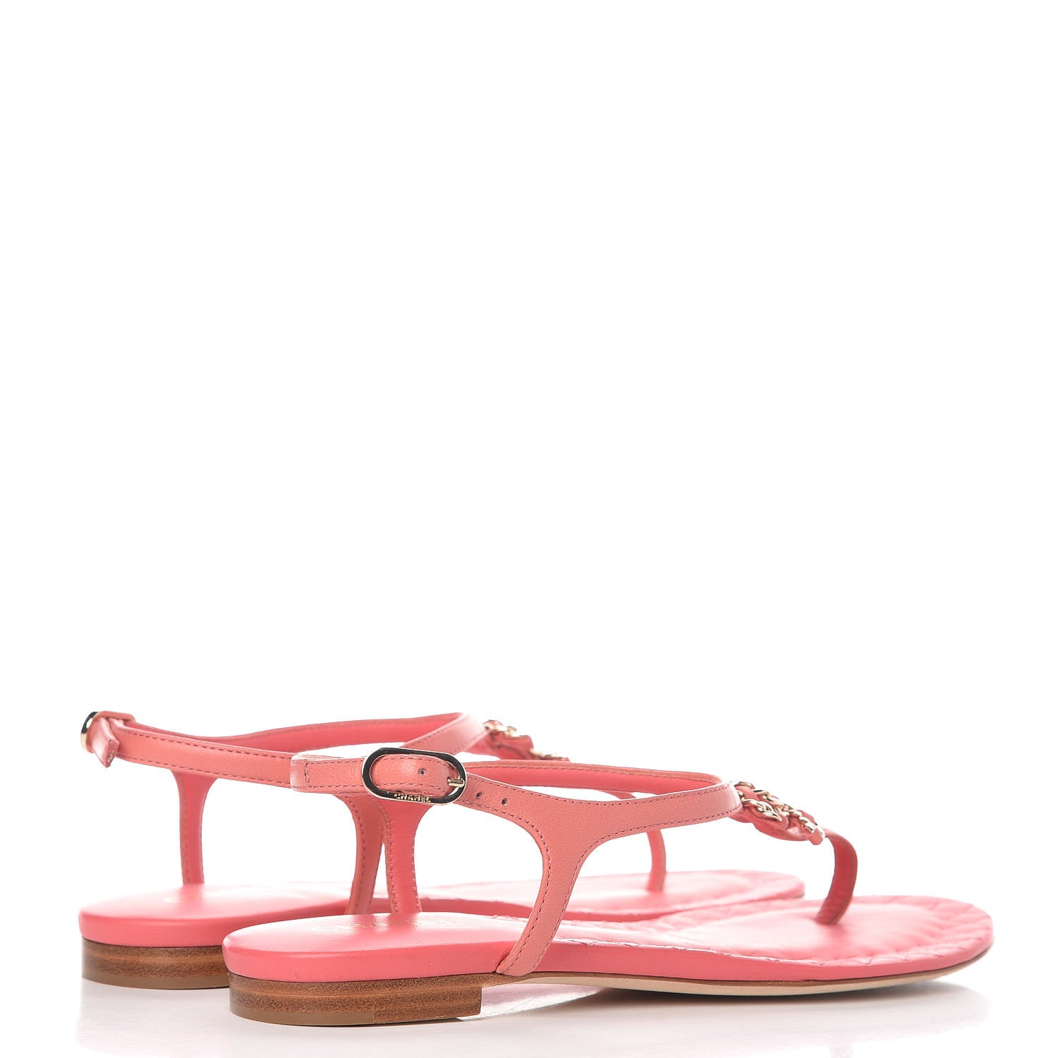 Chanel Lambskin Chain CC Logo Thong Sandals 35 Pink 4 of 9