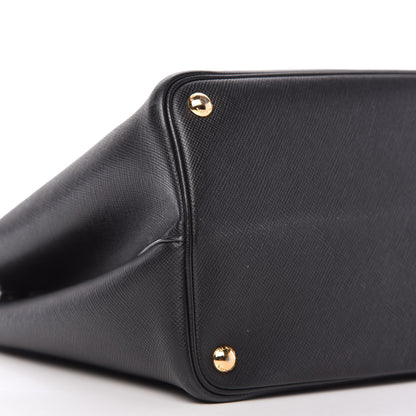 Prada Saffiano Cuir Medium Double Bag Black Fuoco 6 of 11