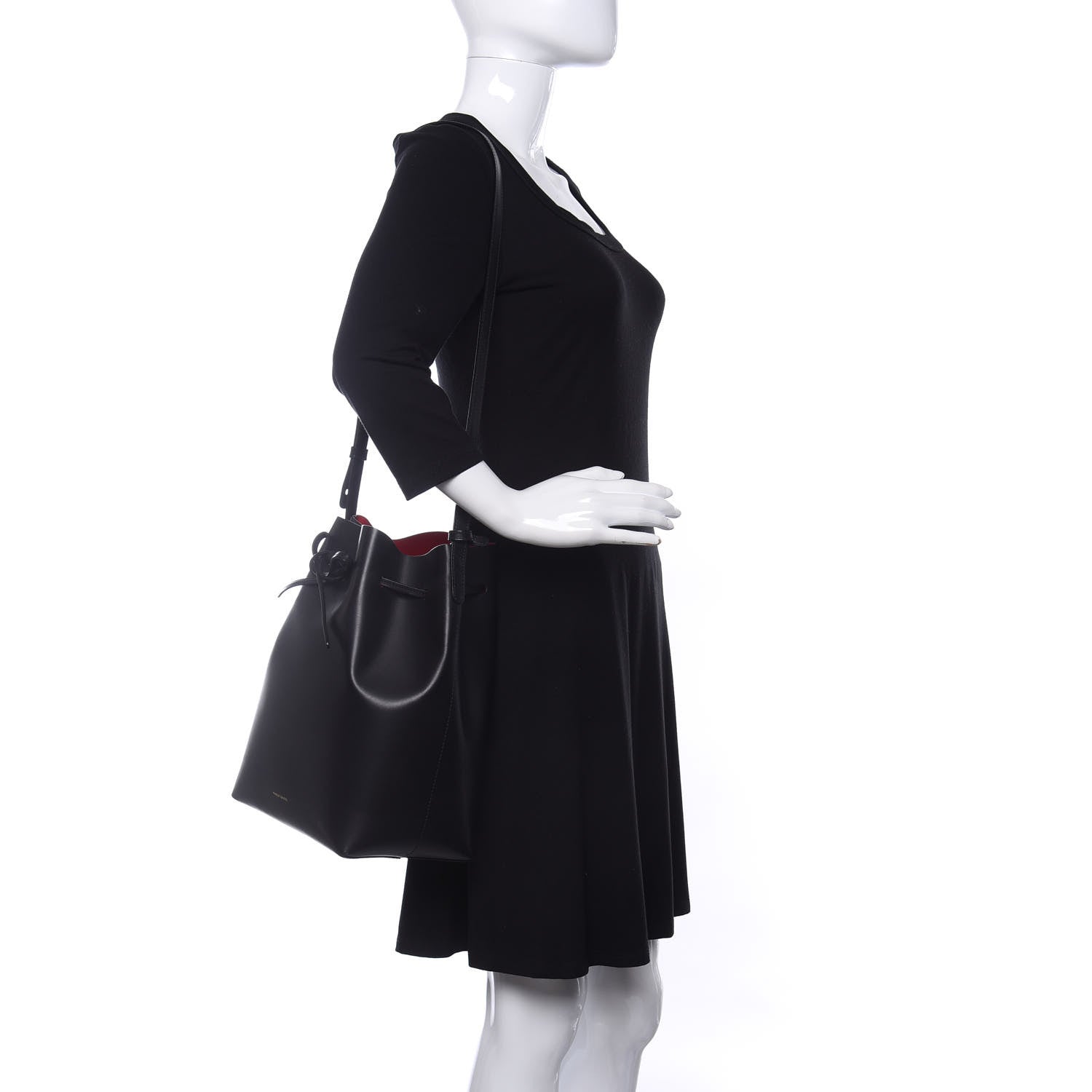 Mansur Gavriel Vegetable Tanned Calfskin Bucket Bag Black Flamma 2 of 8