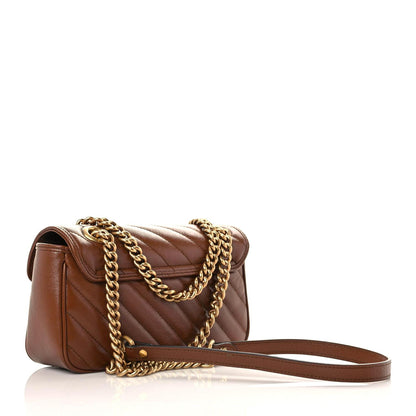 Gucci Azalea Calfskin Matelasse Diagonal Mini GG Marmont Shoulder Bag Cuir 3 of 12