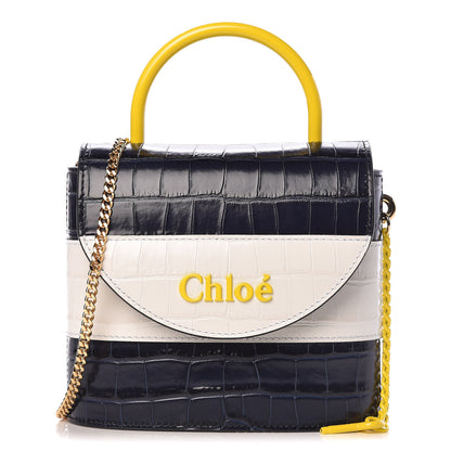 Chloe Calfskin Crocodile Embossed Small Aby Lock Full Blue 1 of 9