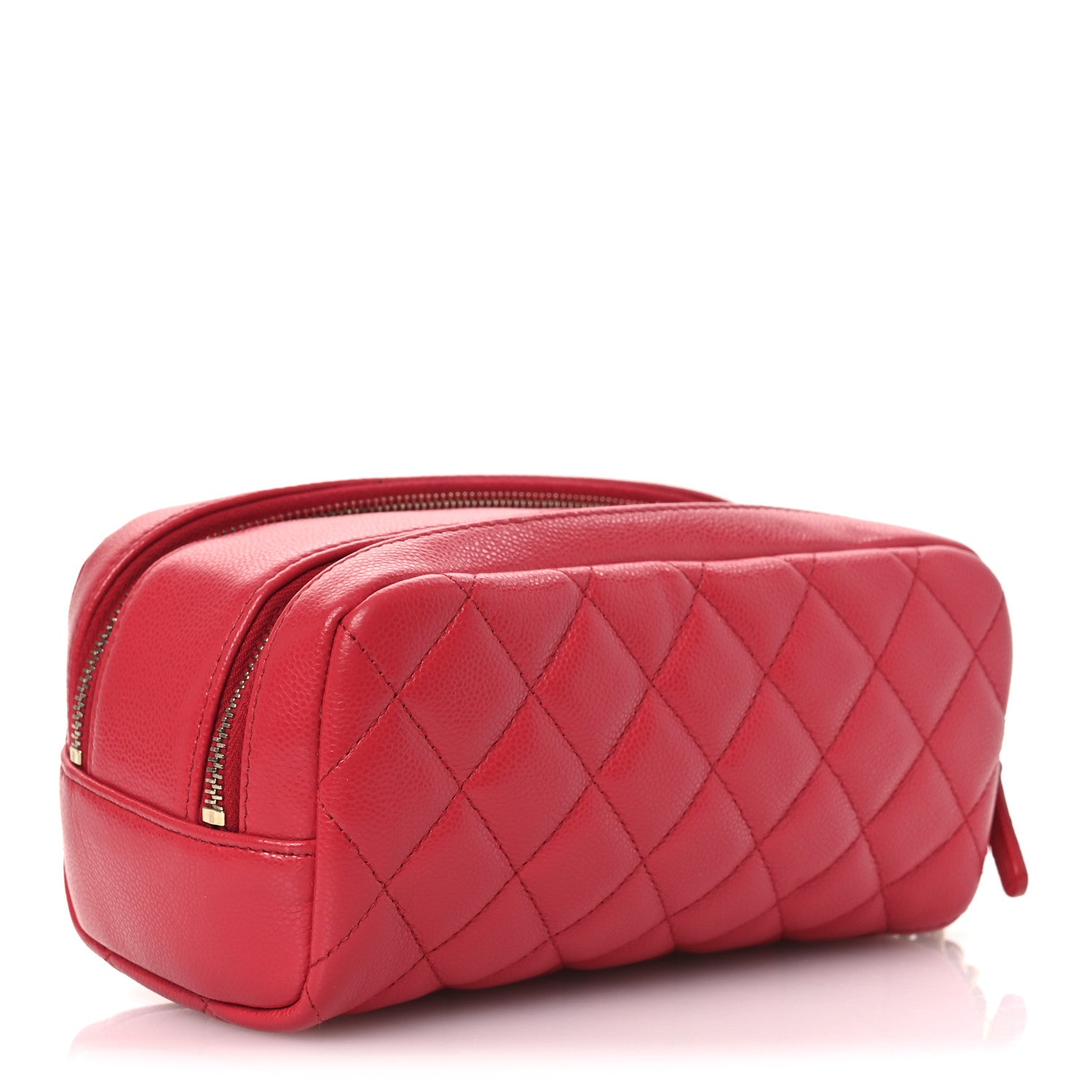 Chanel Caviar Quilted Toiletry Case With Chain Dark Pink 3 of 12
