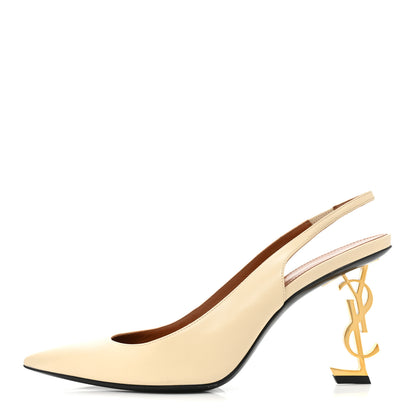 Saint Laurent Calfskin Opyum 85 Slingback Pumps 40 Real Beige 1 of 12