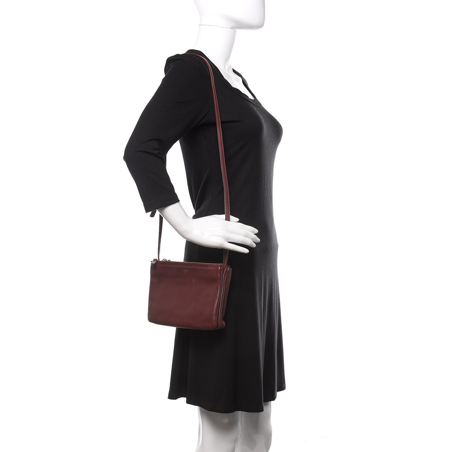 Smooth Lambskin Small Trio Crossbody Bag Burgundy