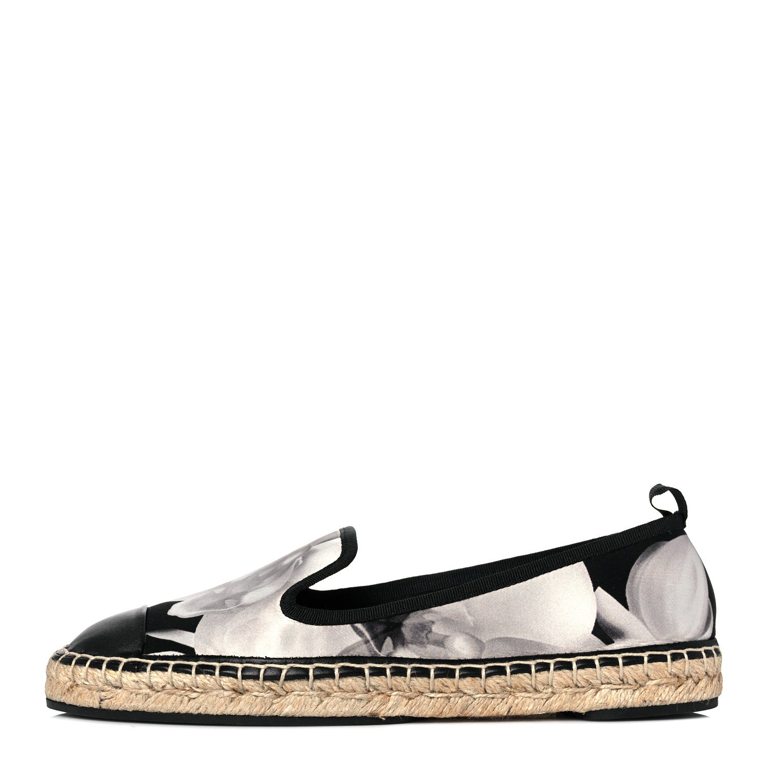 Fendi Satin Floral Print Espadrille 37 Black 1 of 8