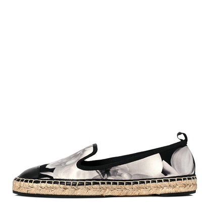 Fendi Satin Floral Print Espadrille 37 Black 1 of 8