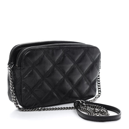 Saint Laurent Grained Lambskin Quilted Mini Becky Double Zip Bag Black 3 of 8