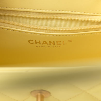 Chanel Shiny Aged Calfskin Quilted Nano Kelly Shopper Light Yellow 6 of 13