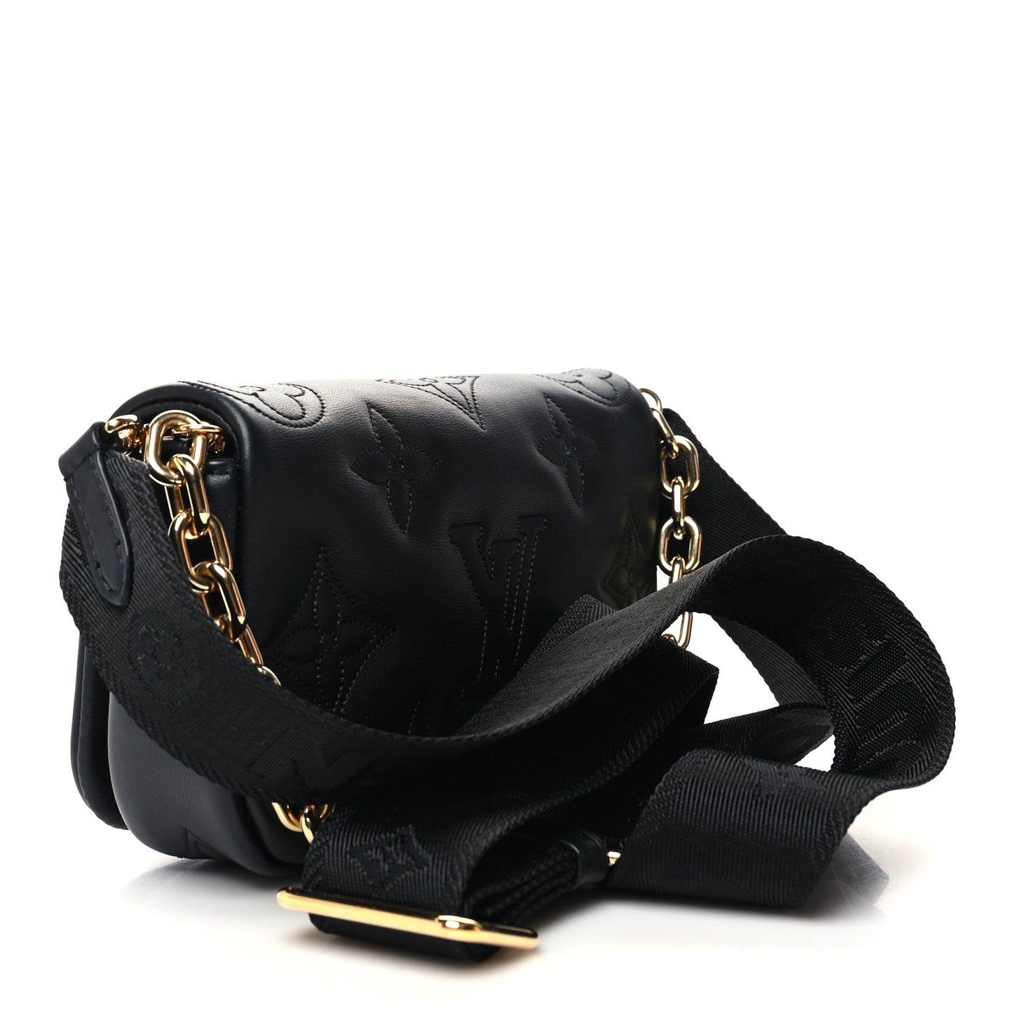 Calfskin Bubblegram Wallet On Strap Black