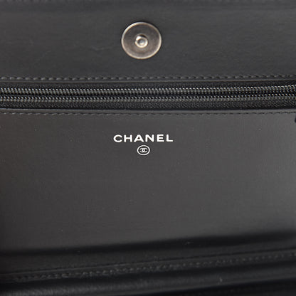 Chanel Caviar Chevron Quilted Boy Wallet On Chain WOC Black 6 of 13