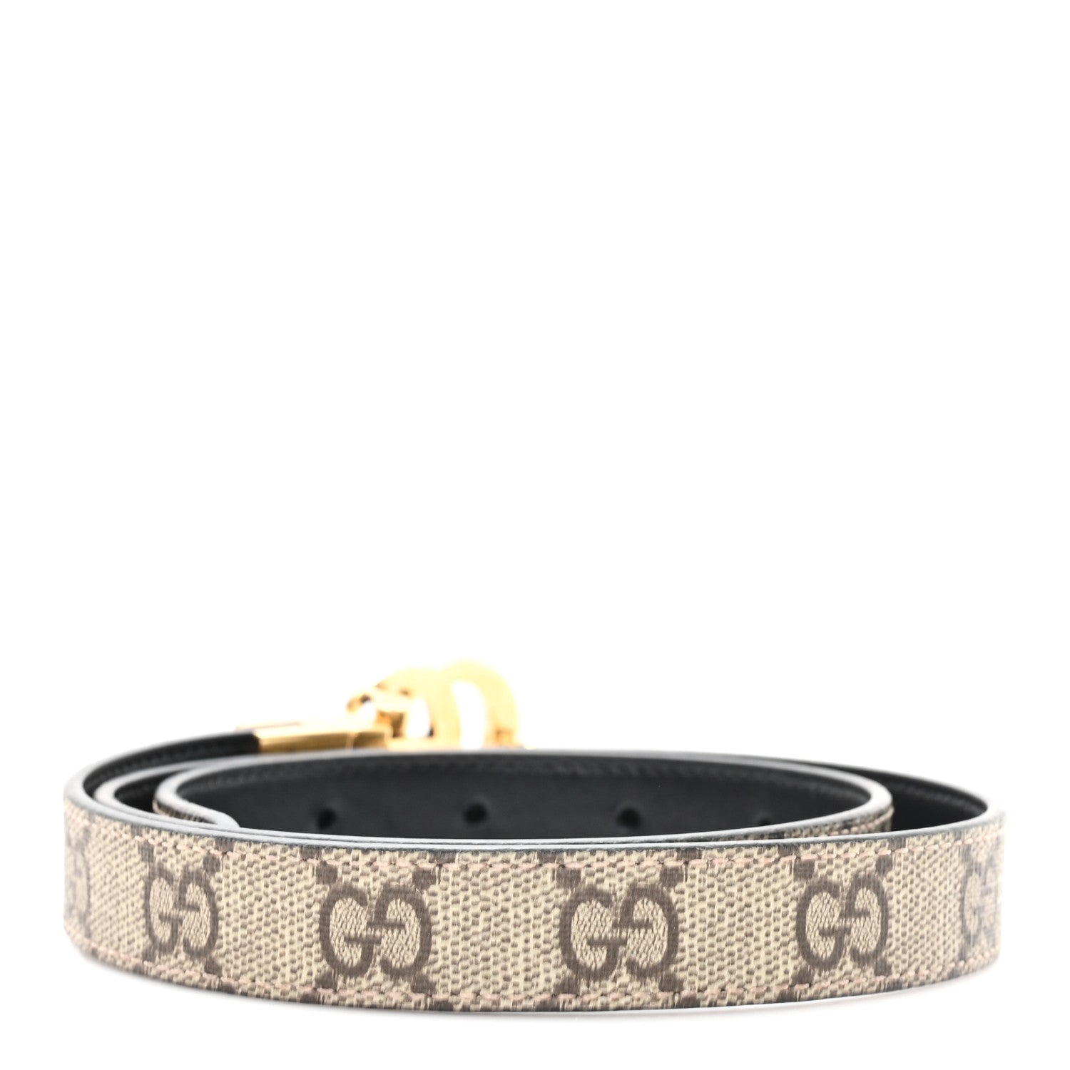 Gucci Calfskin GG Supreme Monogram Double G Reversible 20mm Belt