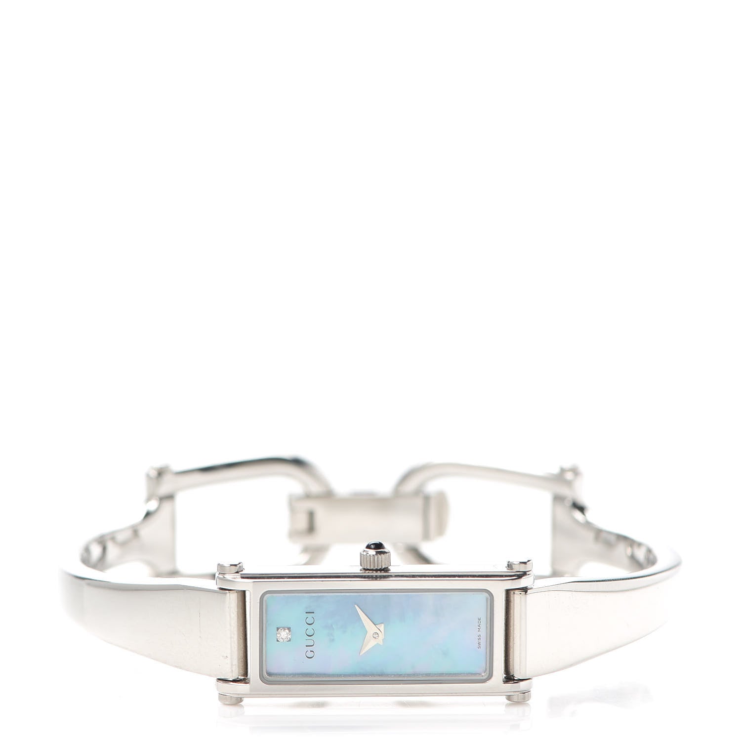 Gucci Stainless Steel Diamond Blue Mother of Pearl 12mm 1500L Horsebit Quartz Watch 2 of 5