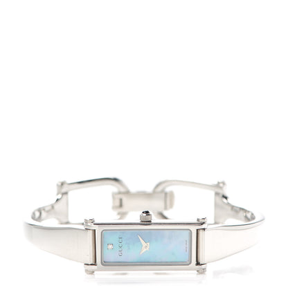 Gucci Stainless Steel Diamond Blue Mother of Pearl 12mm 1500L Horsebit Quartz Watch 2 of 5