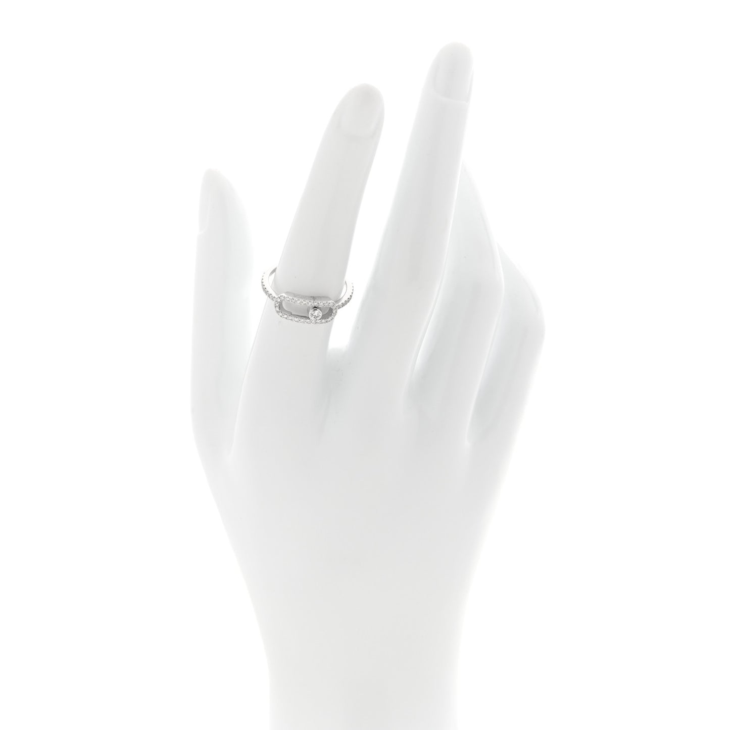 18K White Gold Diamond Large Move Uno Pave Ring 53 6.5