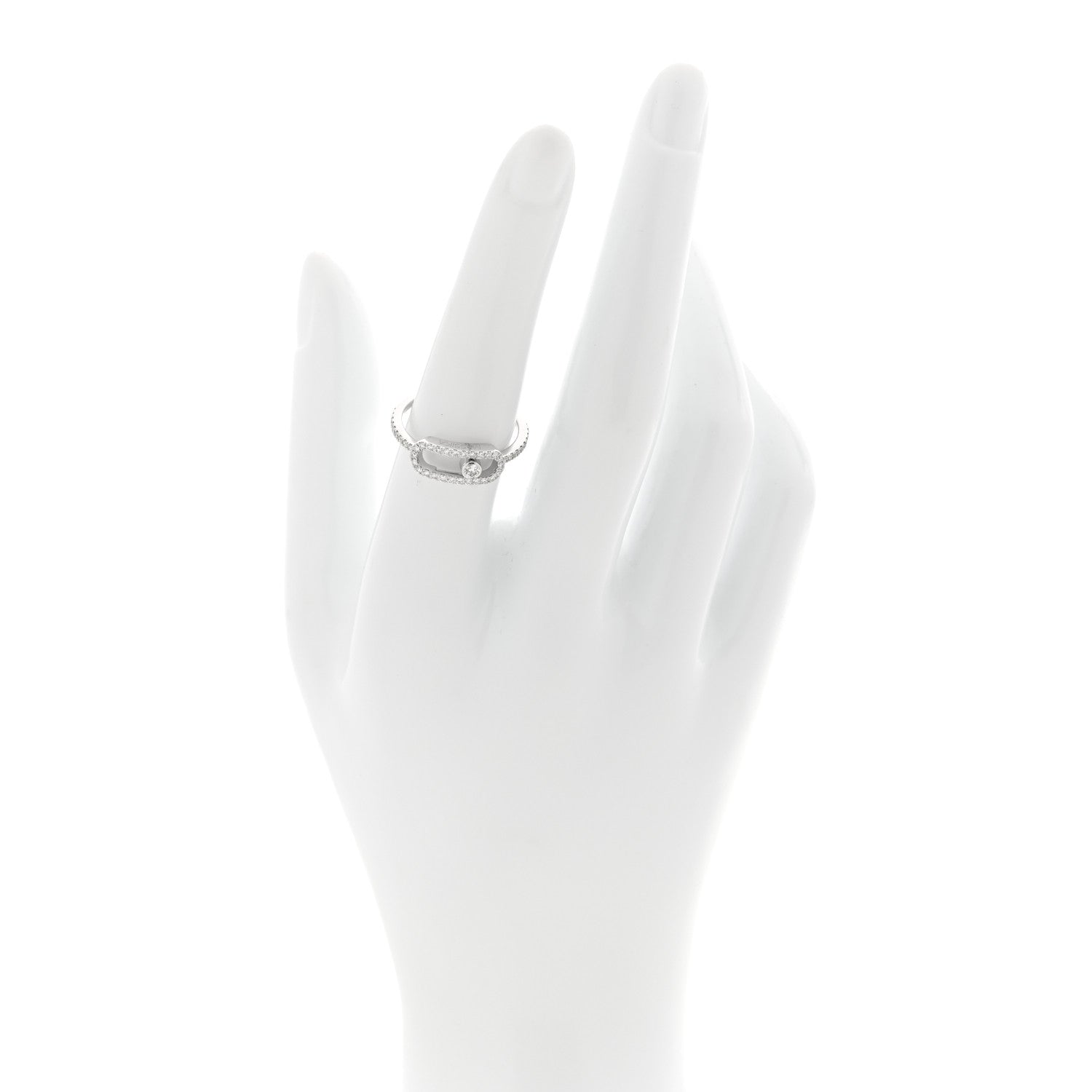 Messika 18K White Gold Diamond Large Move Uno Pave Ring 53 6.5 2 of 5