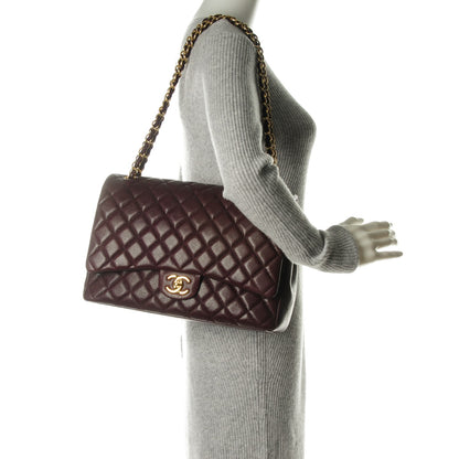 Chanel Caviar Quilted Maxi Double Flap Burgundy 2 of 7