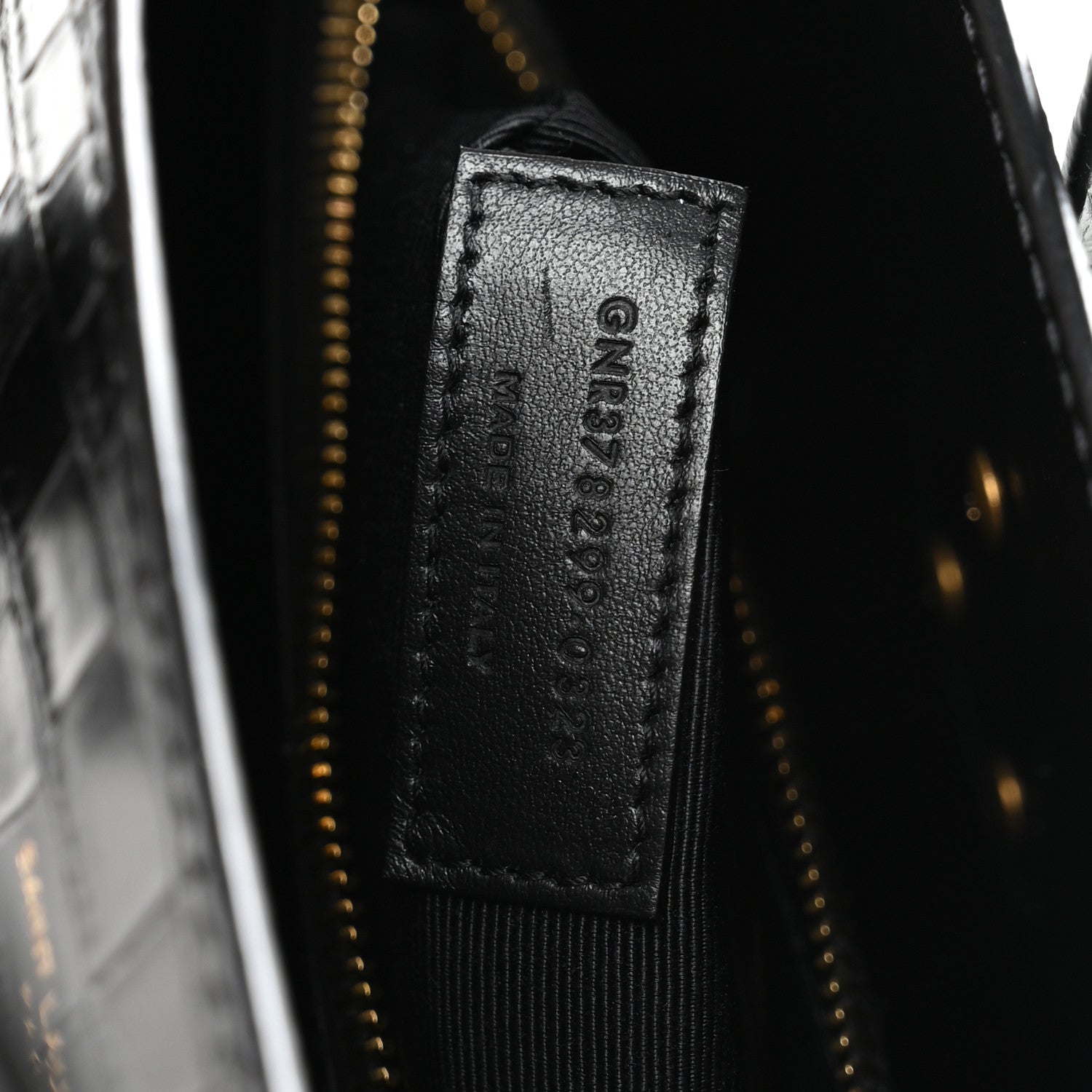 Saint Laurent Calfskin Crocodile Embossed Small Sac de Jour Black 7 of 10
