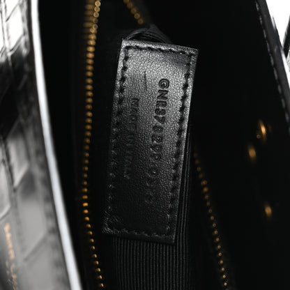 Saint Laurent Calfskin Crocodile Embossed Small Sac de Jour Black 7 of 10