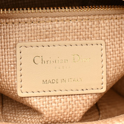 Christian Dior Raffia Woven Cannage Embroidered Mini Lady D-Lite Natural Black 6 of 10
