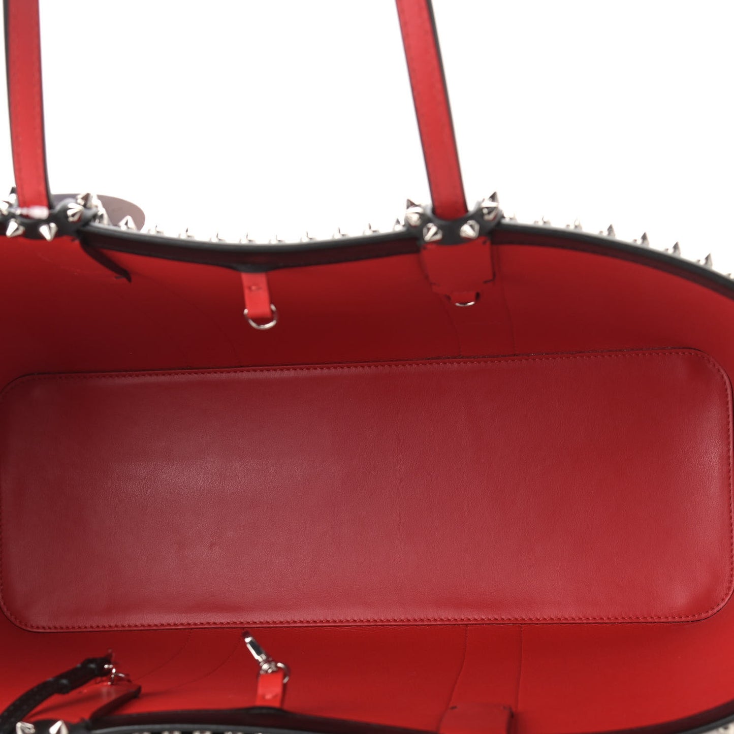 Calfskin Leopard Print Spikes East West Cabata Tote Black