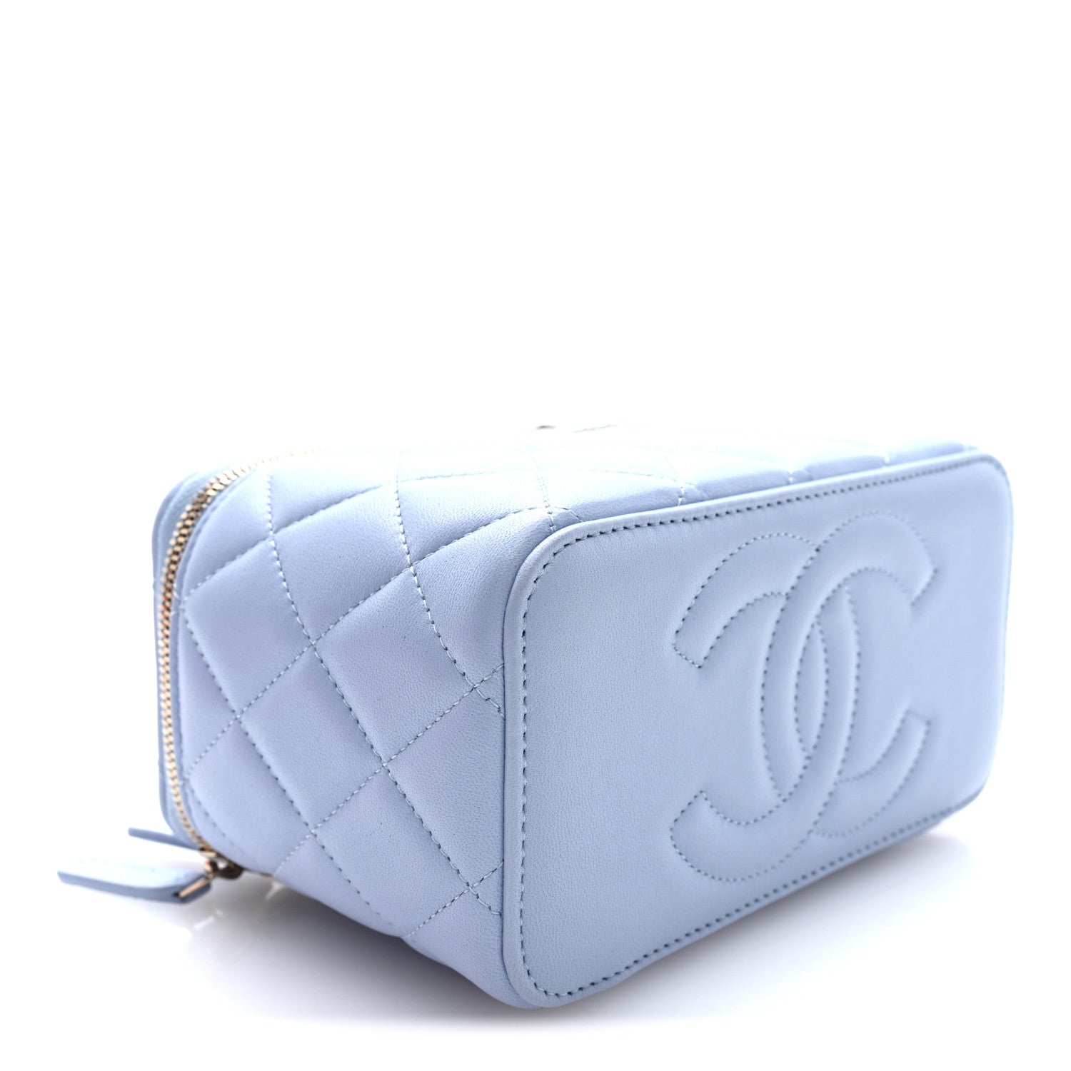 Chanel Lambskin Quilted Small Top Handle Vanity Case With Chain Light Blue 4 of 11