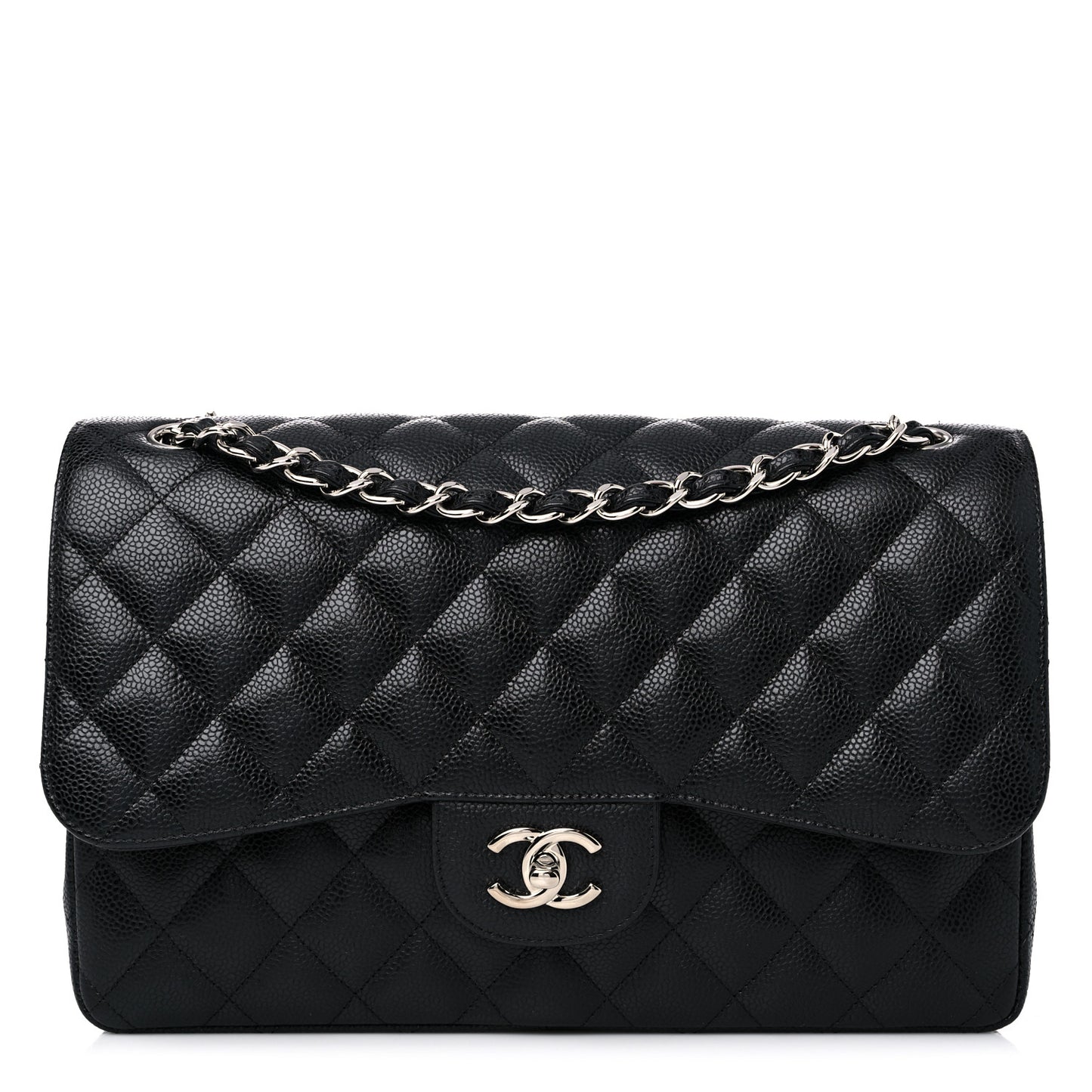 Caviar Quilted Jumbo Double Flap Black