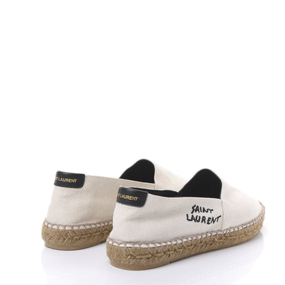Saint Laurent Canvas Nappa Elba Light Logo Embroidered Espadrilles 38.5 Panna 4 of 9