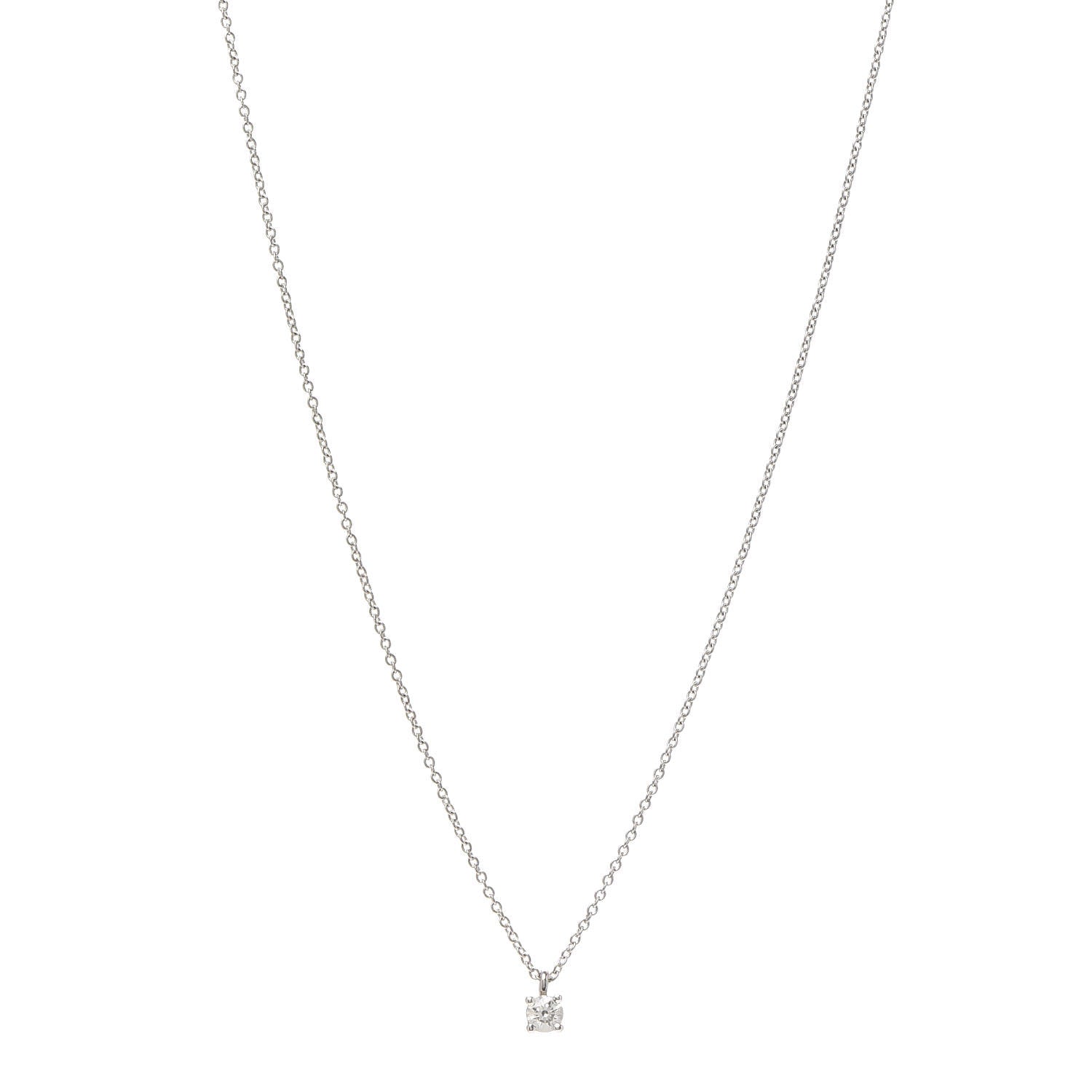 Tiffany Platinum Diamond .17ct Solitaire Pendant Necklace 1 of 5
