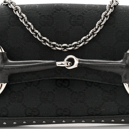 Gucci Monogram Studded Horsebit Clutch Black 8 of 13