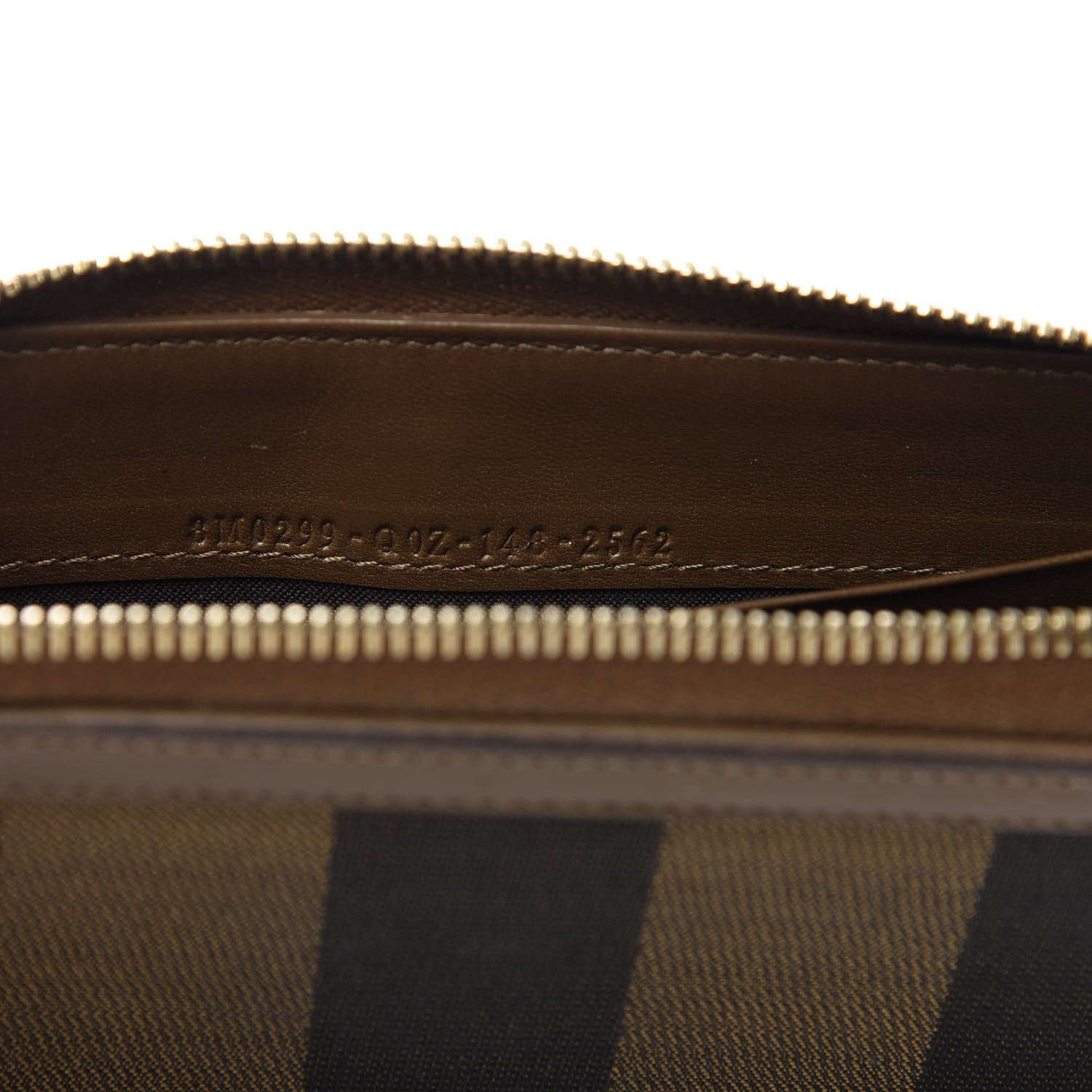 Fendi Pequin Vitello Zip Around Wallet Tobacco Foresta 8 of 9