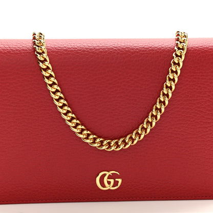 Gucci Dollar Calfskin Mini GG Marmont Chain Wallet Hibiscus Red 8 of 10