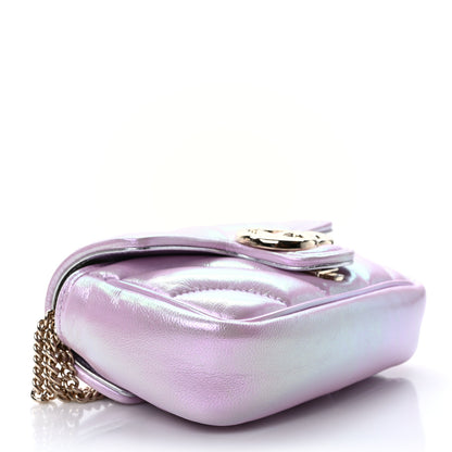 Gucci Iridescent Nappa Chevron Matelasse Super Mini GG Marmont Shoulder Bag Iridescent Escape Pink 5 of 10
