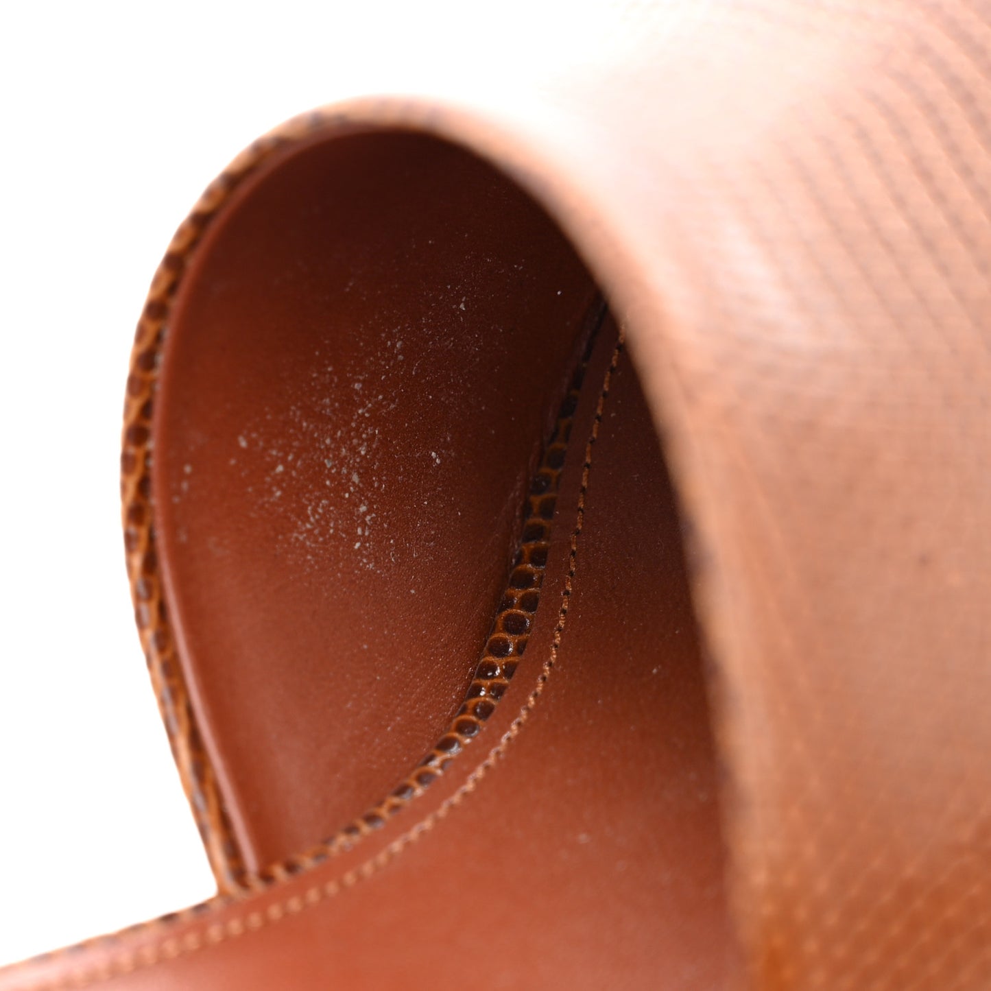 Lizard Embossed Calfskin Scandale Sandals 40 Cognac