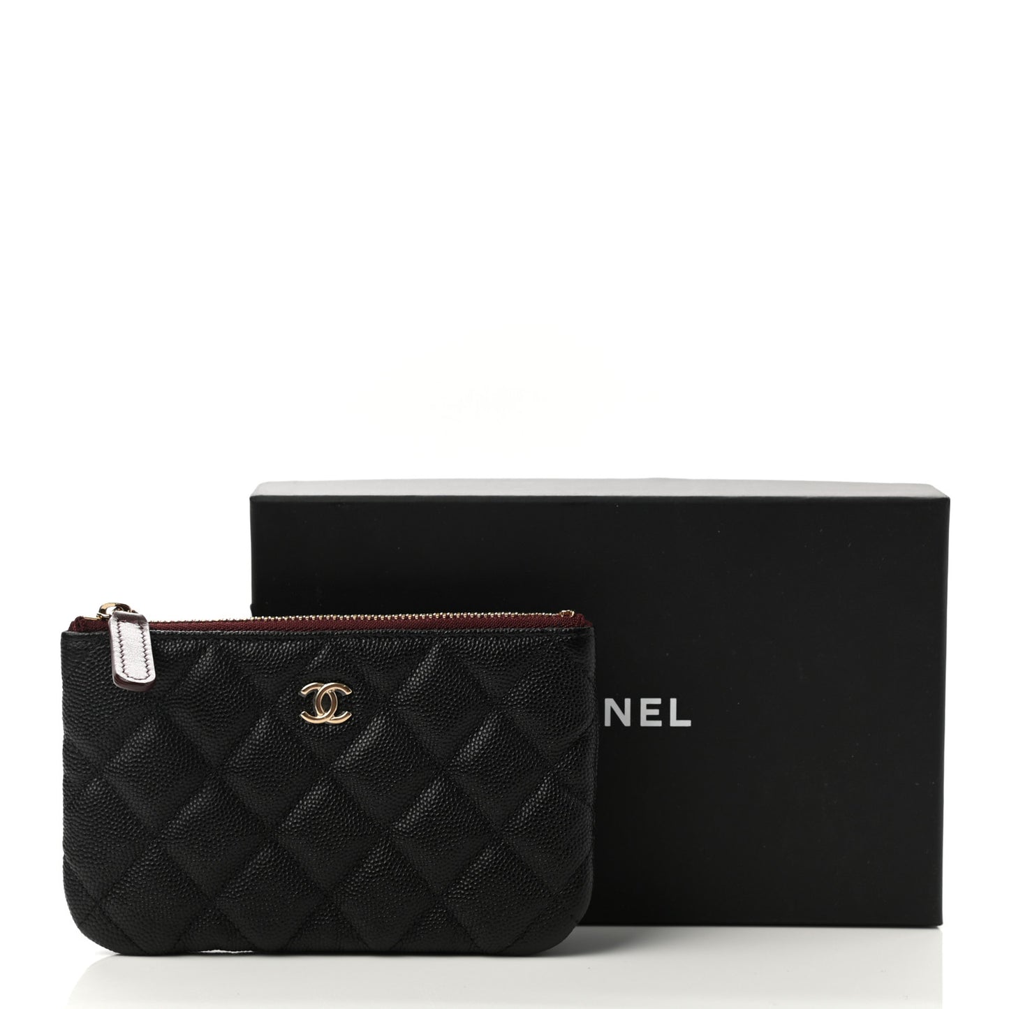 Caviar Quilted Small Cosmetic Case Black