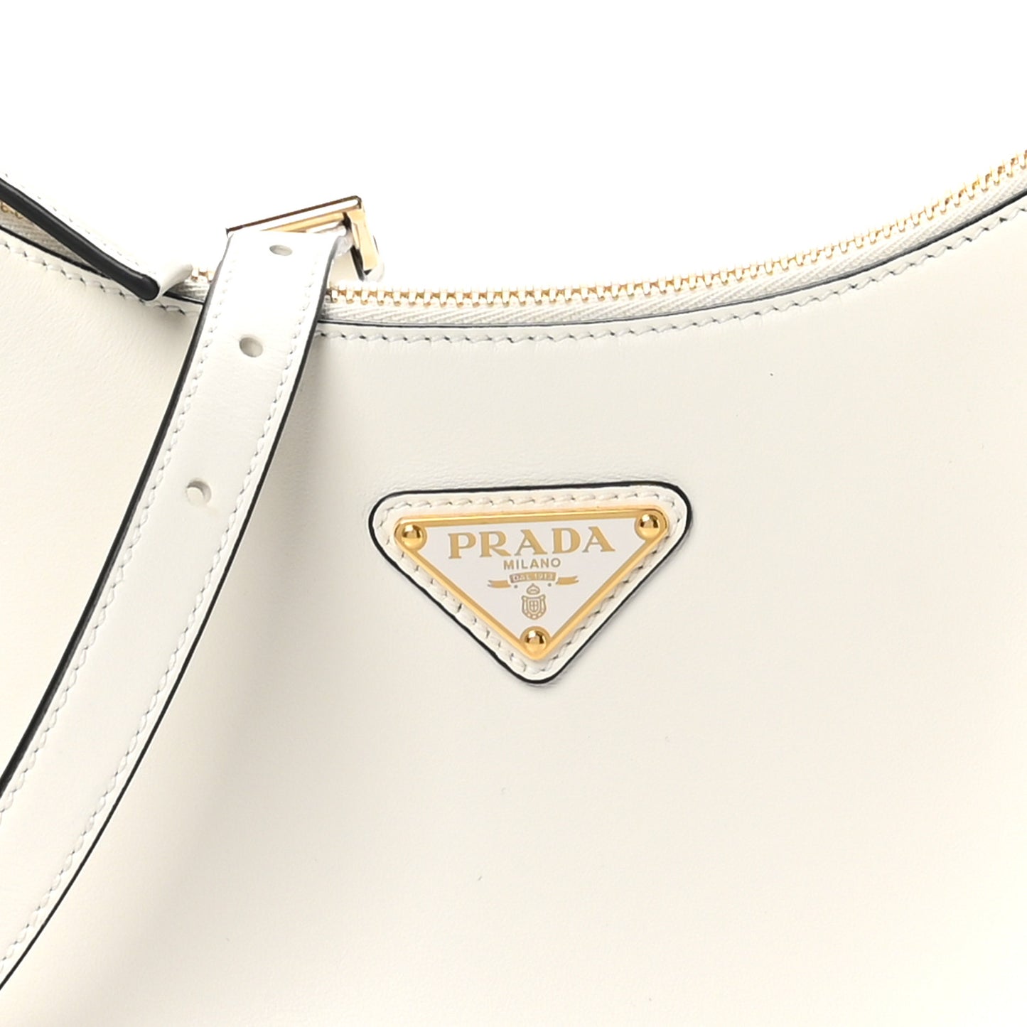 Soft Calfskin Arque Shoulder Bag White
