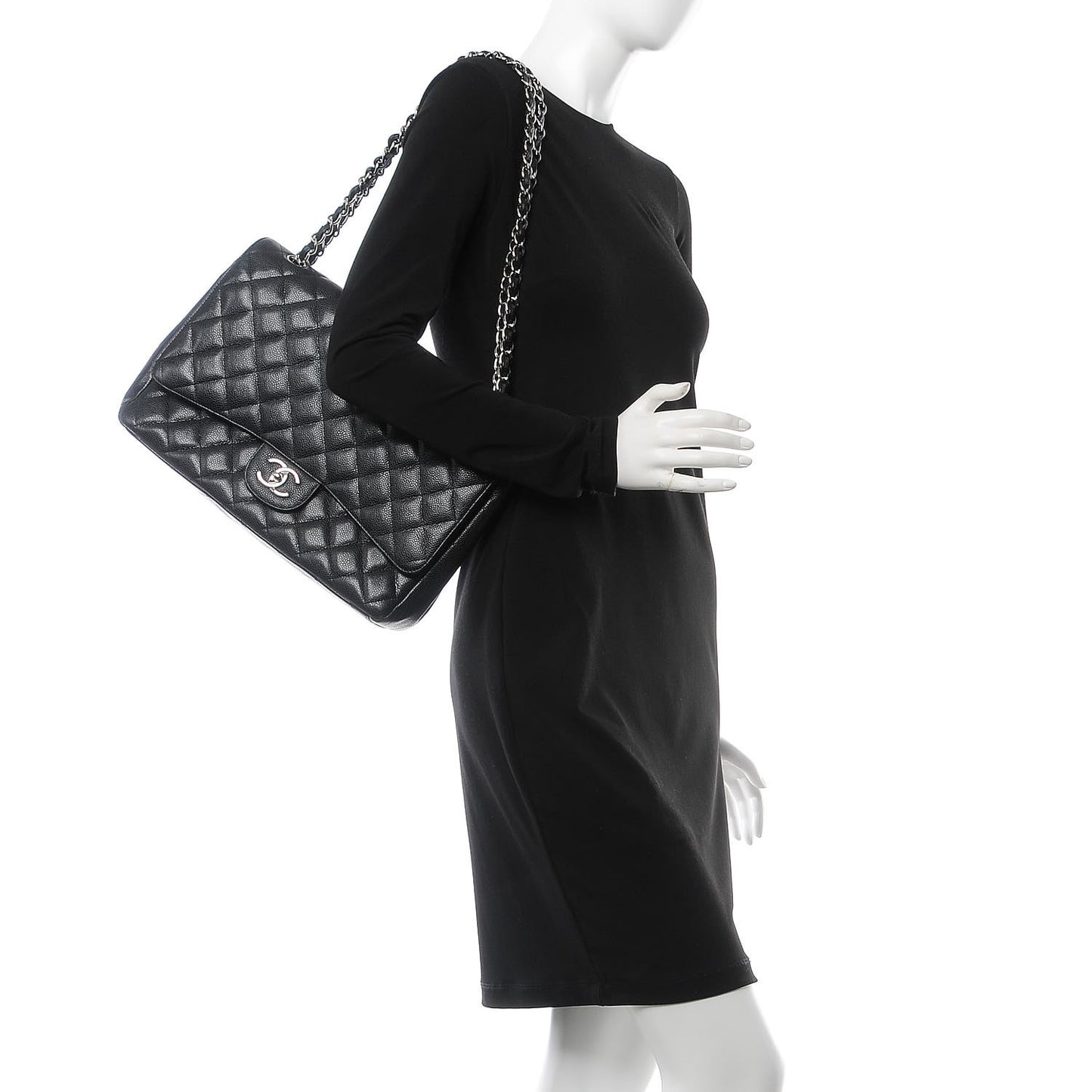 Caviar Quilted Maxi Double Flap Black
