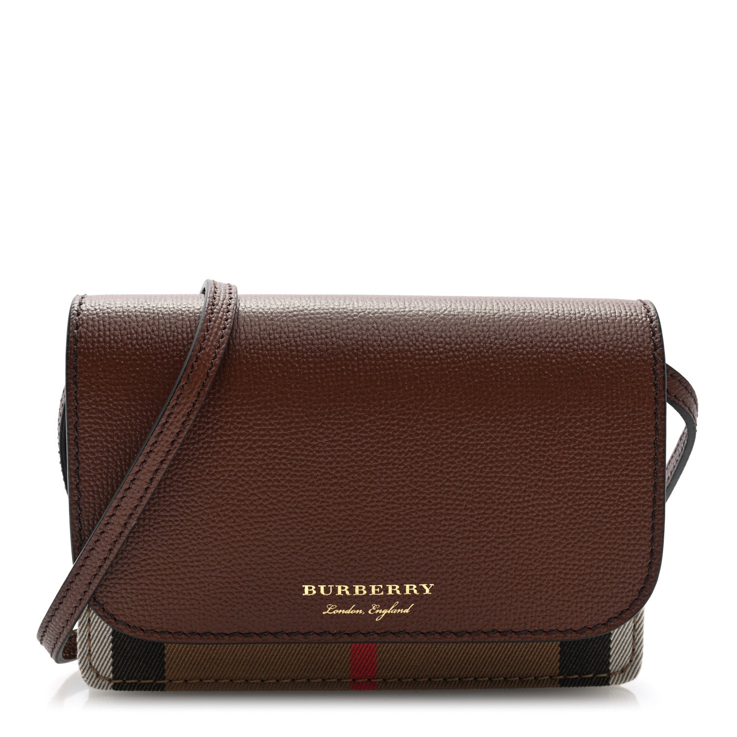 Burberry Derby Calfskin House Check Hampshire Crossbody Tan 1 of 9