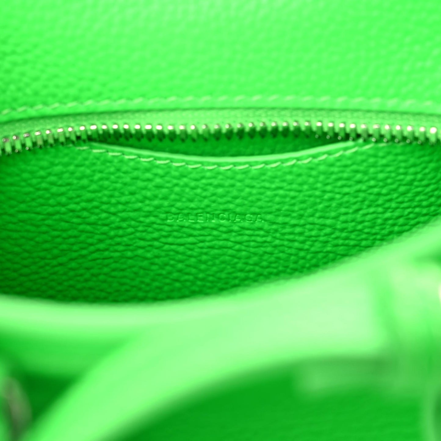 Grained Calfskin Neo Classic Silver Hardware Nano City Crossbody Fluo Green