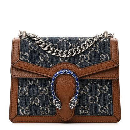 Gucci New Denim GG Monogram Dollar Calfskin Enamel Mini Dionysus Shoulder Bag Blue Tea Cuir Epilog Electric Blue 1 of 13