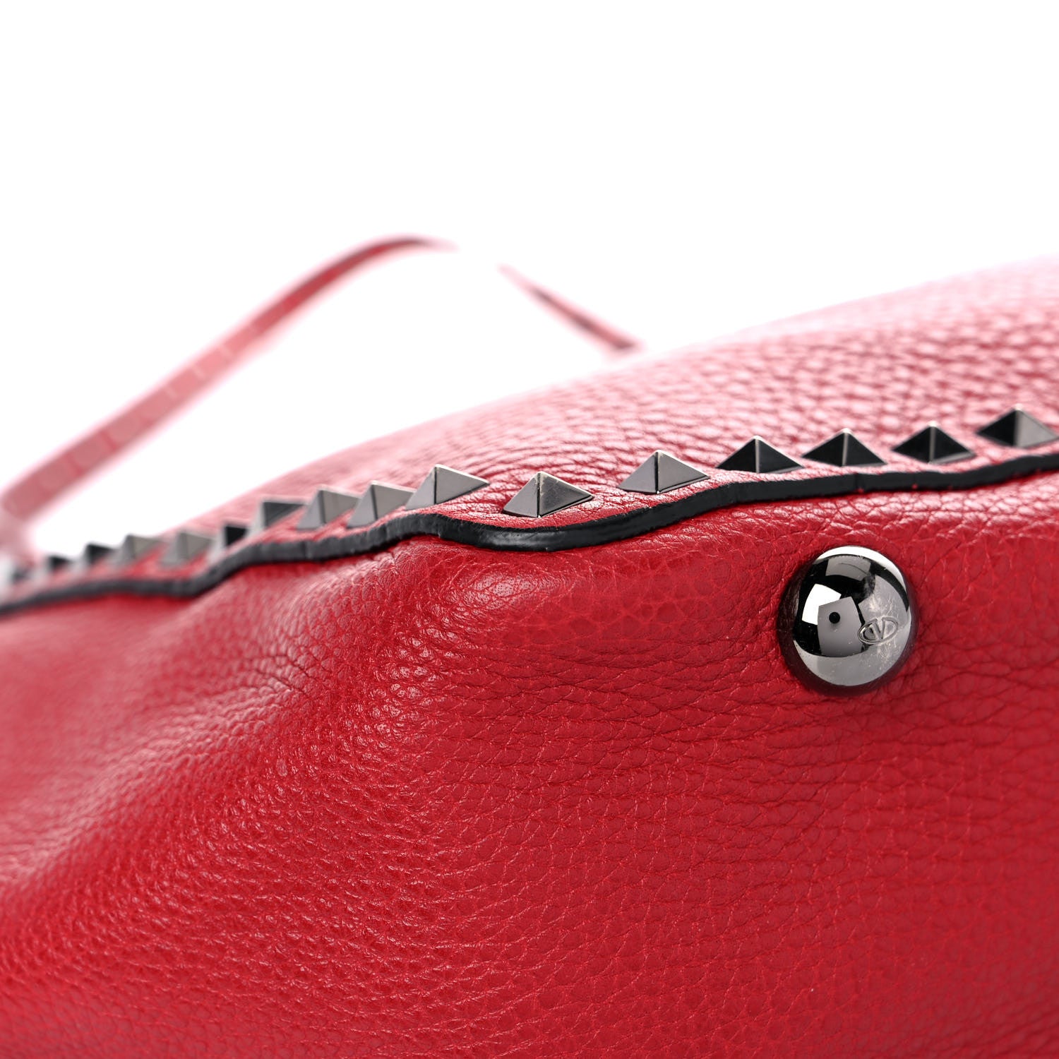 Valentino Garavani Pebbled Calfskin Medium Rockstud Tote Rosso Valentino 6 of 14
